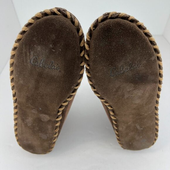 Cabelas Womens 820097 Brown Faux Suede Fur Slip-On Size 6W Shearling Style - Picture 8 of 10